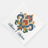 Norwegische Rosemaling-Hochzeit Serviette (Ecke)
