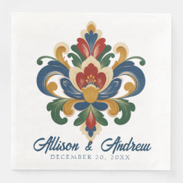 Norwegische Rosemaling-Hochzeit Serviette