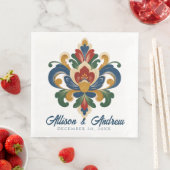 Norwegische Rosemaling-Hochzeit Serviette (Beispiel)