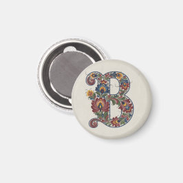 Norwegische Rosemaling Initial B, Untersetzer Magnet