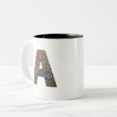 Norwegische Rosemaling Norwegen Initial A Tasse (Vorderseite Links)
