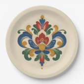 Norwegische Rosemaling Pappteller (Vorderseite)