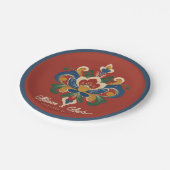 Norwegische Rosemaling-Rote Hochzeit Pappteller (Schrägansicht)