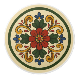 Norwegische Rosemaling-Stil-Grundpfeiler-Kunst Keramikknauf