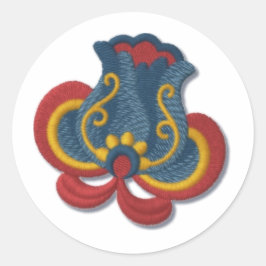 Norwegische Rosemallierung Runder Aufkleber