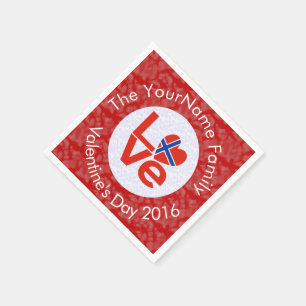 Norwegische rote LOVE-Flagge personalisiert  Serviette