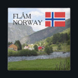 Norwegische Skandinavienberge Flam travel souvenir Magnet<br><div class="desc">Norwegische Skandinavienberge Flam,  norwegische Flagge,  Reise-Souvenir</div>