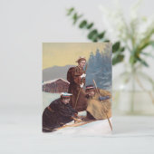 Norwegische Skifahrer Postkarte (Stehend Vorderseite)