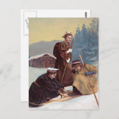 Norwegische Skifahrer Postkarte (Vorne/Hinten)