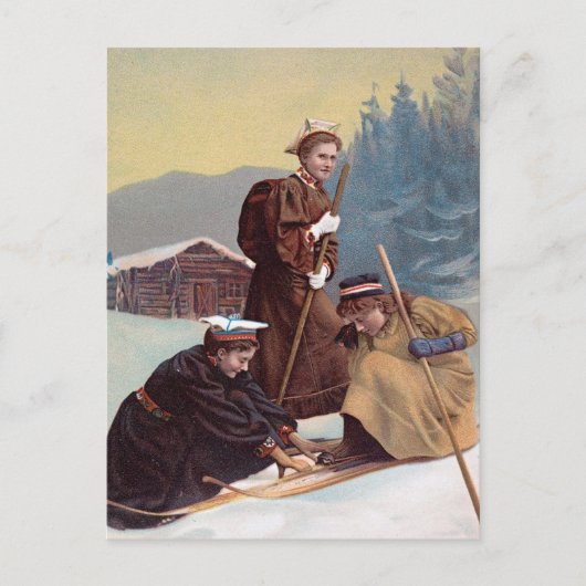 Norwegische Skifahrer Postkarte (Vorderseite)