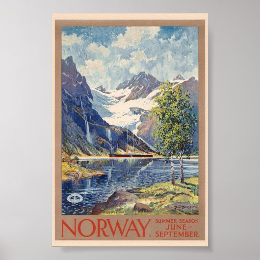 Norwegische Sommersaison Juni-September Vintage Po Poster (Vorne)