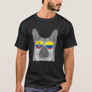 Norwegische Sonnenbrille Buhund Hund Ecuador Flag T-Shirt