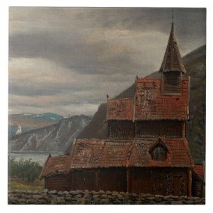 Norwegische Stave Church (von Knud Baade) Fliese