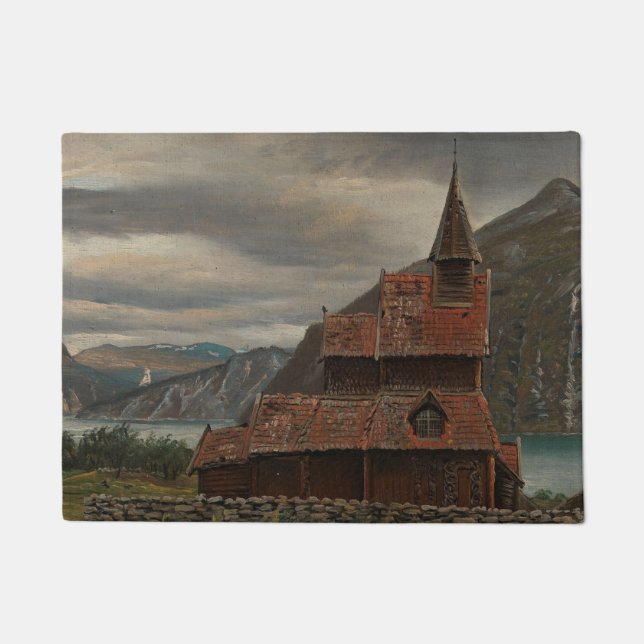 Norwegische Stave Church (von Knud Baade) Fußmatte (Vorderseite)