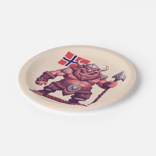 Norwegische Trolle Pappteller (Schrägansicht)