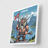 Norwegische Trolle Quadratische Wanduhr (Winkel)