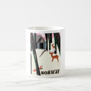 Norwegische Vintage-Reiseplakatlandschaft Kaffeetasse