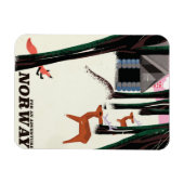 Norwegische Vintage-Reiseplakatlandschaft Magnet (Horizontal)