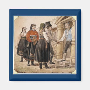 Norwegische Volkskostüme von Telemark Region Magnet