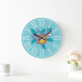 Norwegische Volkstümliche Blume Große Wanduhr (Zuhause)