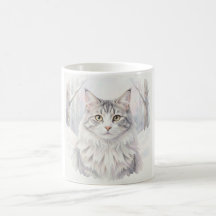 Norwegische Waldkatze Aquarell-Porträt