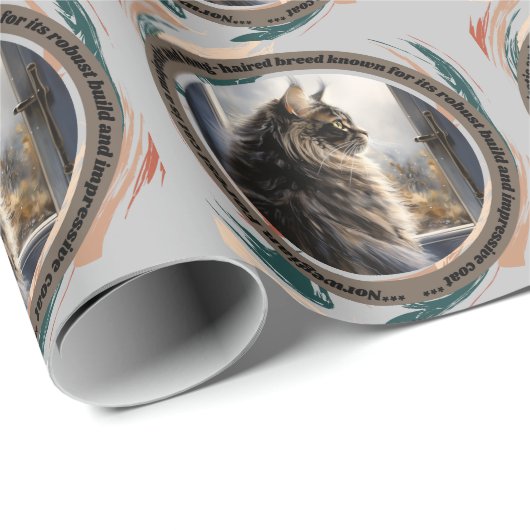 Norwegische Waldkatze Geschenkpapier (Rolleneckpunkt)