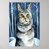 Norwegische Waldkatze im Schnee | AI Art Poster (Vorne)