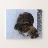 Norwegische Waldkatze im Schnee Puzzle (Horizontal)