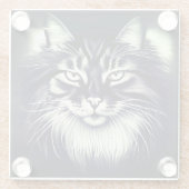 Norwegische Waldkatze in Schwarz und Weiß Glasuntersetzer (Rückseite)