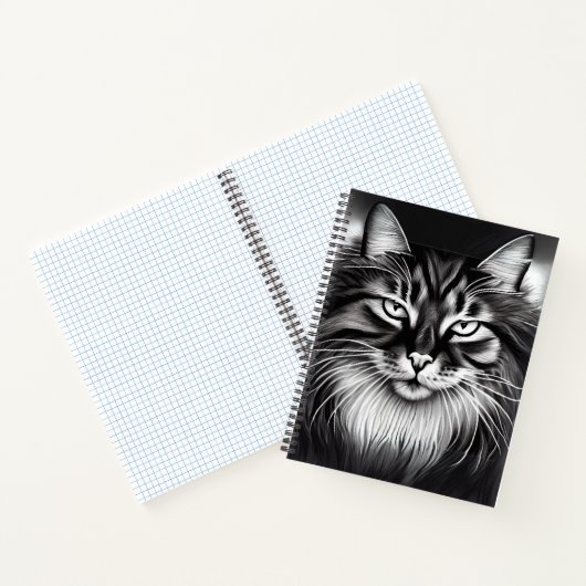 Norwegische Waldkatze in Schwarz und Weiß Notizblock (Innenseite)