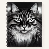 Norwegische Waldkatze in Schwarz und Weiß Notizblock (Vorderseite)