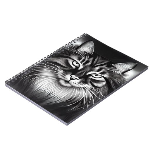 Norwegische Waldkatze in Schwarz und Weiß Notizblock (Linke Seite)