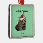 Norwegische Waldkatze mit Weihnachtsmannmütze Ornament Aus Metall (Rechts)