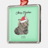Norwegische Waldkatze mit Weihnachtsmannmütze Ornament Aus Metall (Links)