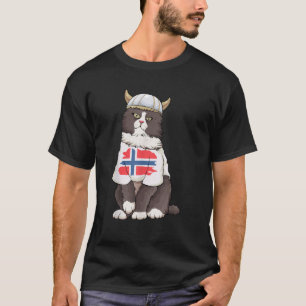 Norwegische Waldkatze Norwegen Flagge Wikinger Kat T-Shirt