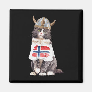 Norwegische Waldkatze Norwegische Flagge Magnet