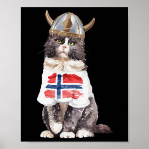 Norwegische Waldkatze Norwegische Flagge Poster