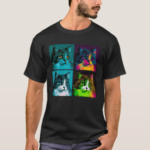 Norwegische Waldkatze Pop Illustration Bunt 5 T-Shirt