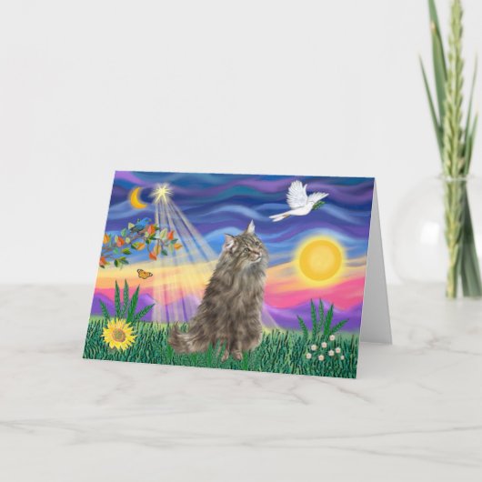 Norwegische Waldkatze Tabby - Twilight Karte (Vorderseite)