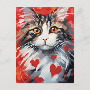 Norwegische Waldkatze Valentinstag Postkarte