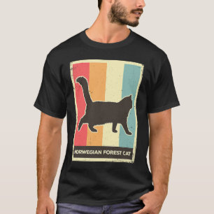 Norwegische Waldkatze Vintage Retro-Plakat Tier T-Shirt