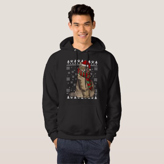 Norwegische Waldkatze Weihnachtsmannmütze Weihnach Hoodie (Vorne ganz)