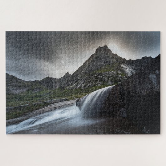 Norwegische Wasserfalllandschaft Fotografie Puzzle (Horizontal)
