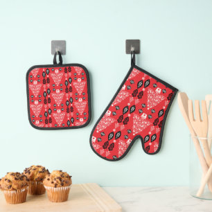 Norwegische Weihnachtsfeier-Wohngestaltung Ofenhandschuh & Topflappen-Set