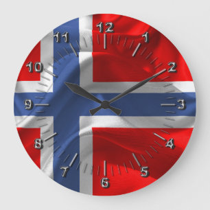 norwegische Wellenflagge Große Wanduhr