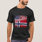 Norwegische Wurzeln Halbe amerikanische Flagge Fla T-Shirt (Vorderseite)