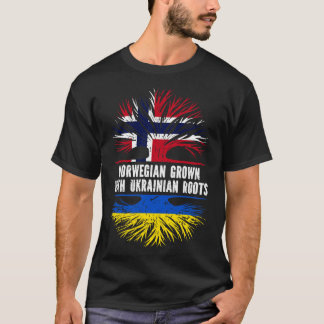 Norwegischer Anbau mit ukrainischer Roots-Flagge T-Shirt