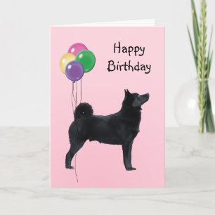 Norwegischer Buhund, Birthday Balloons Karte