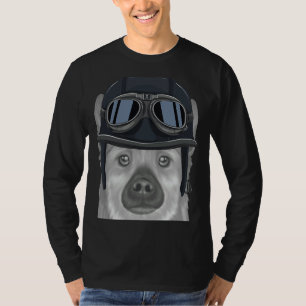 Norwegischer Buhund mit Vintage-Motorradhelm T-Shirt