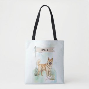 Norwegischer Buhund Wasserfarbe Personalisierter H Tasche
